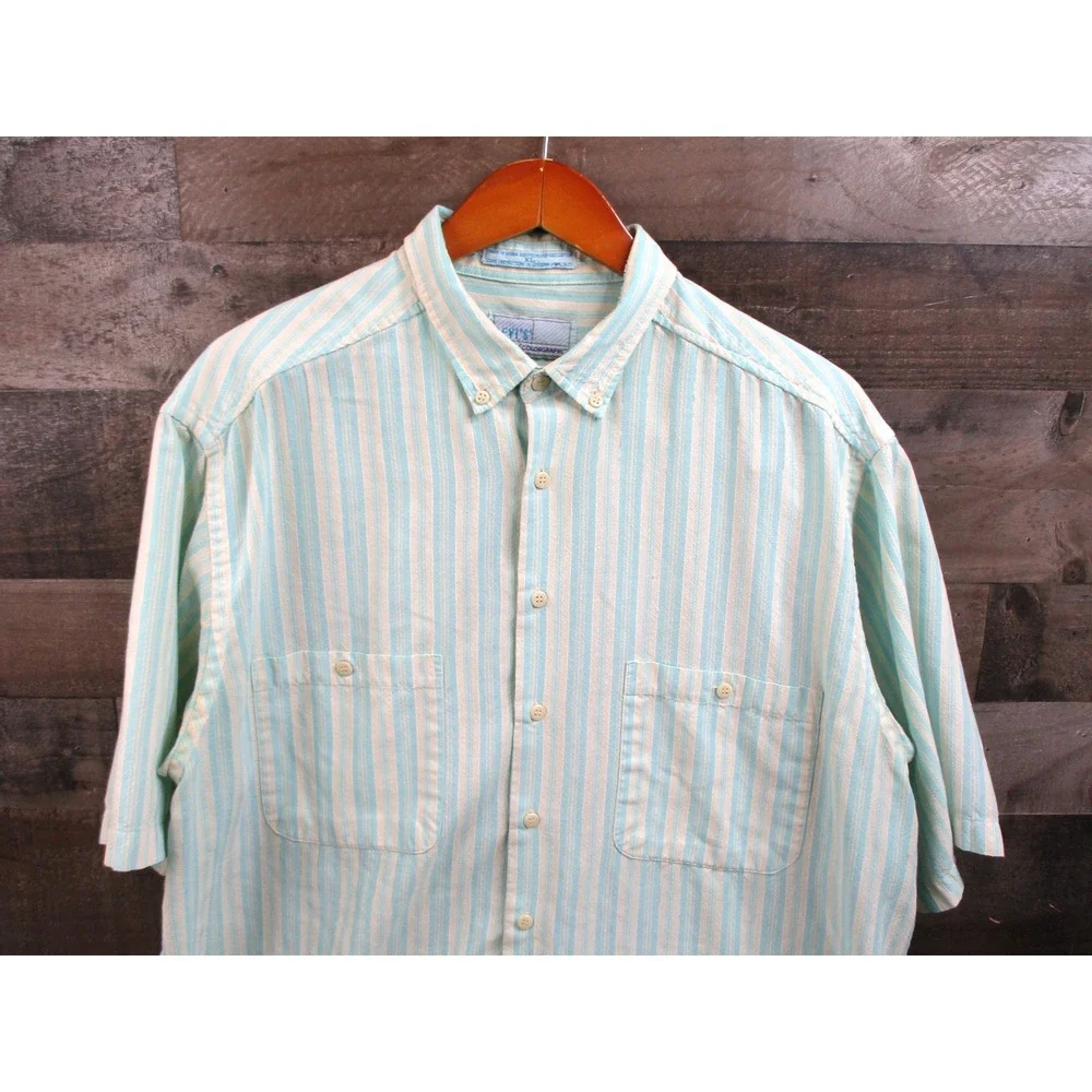 Vintage Levis Colorgraphs Shirt Mens XL Striped Short Sleeve Button Up 90s